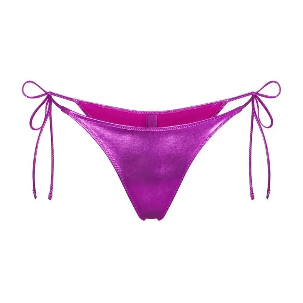 SKIMS Metallic Swim Skimpy Tie Bikini Bottom Dragon Fruit NWT Size 3X